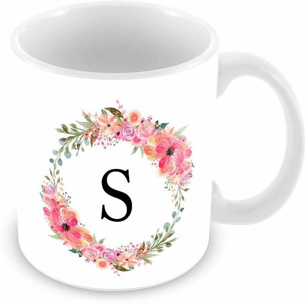 Tuelip Printed Design of Alphabet "S" for Tea & Coffee सिरेमिक मग