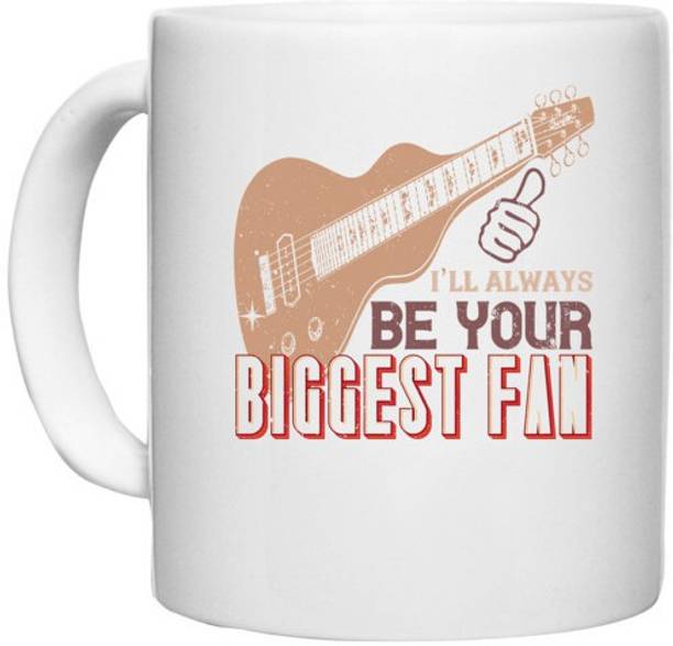 UDNAG White Ceramic Coffee / Tea 'Music Guitar | I'll always be your biggest fan' Perfect for Gifting [330ml] Ceramic Coffee Mug