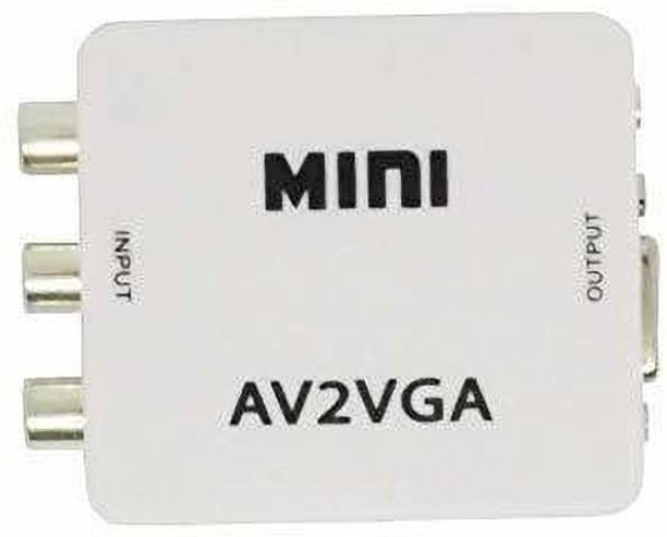 ULTRABYTES Mini HD AV To VGA Video Converter with 3.5mm Audio to PC HDTV Converter Gaming Adapter
