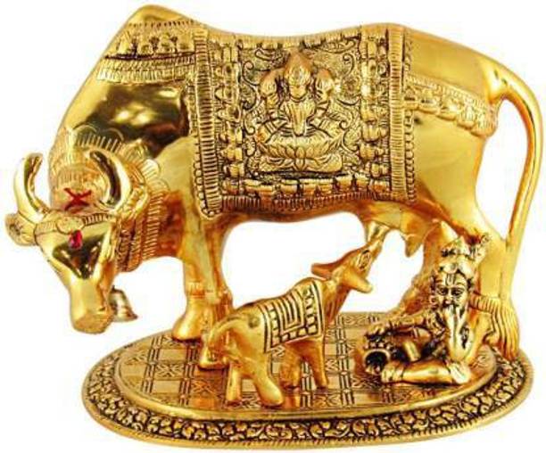 tskutty KAMADHENU COW KRISHNA AND CALF BIG size Decorative Showpiece  -  17.5 cm