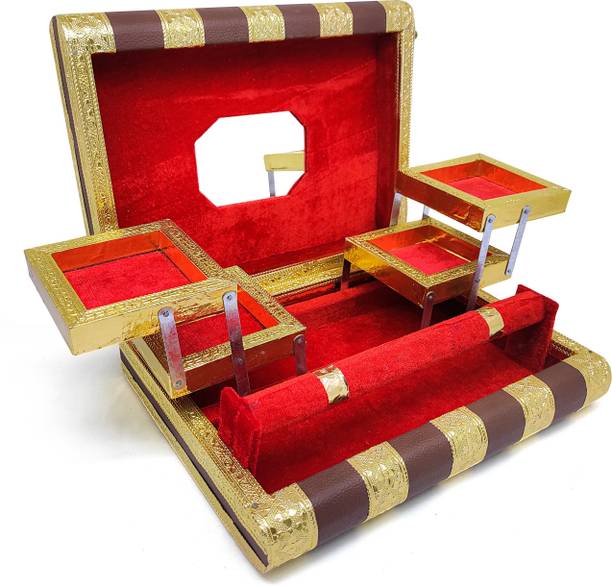 Veerja Wooden Jewelry Box For Wedding Gift Box,Vanity Box, Bangle Box Jewelry Box, Jewellery and Mack-up Box,Jewellery, Multi Purpose Vanity Box, Lockable, Wedding , Rakhi Gift Vanity Box Wedding , Rakhi Gift Vanity Box (Multicolor) Jewellery and Mack-up Box, Wedding, Bangle Box Vanity Box