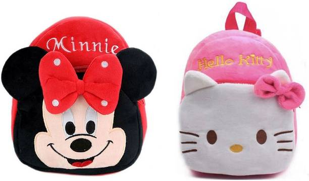 Afya Soft Toy Bag Minnie & Hello Kitty Plush Bag For Cute Kids 2-5 Years Plush Bag Waterproof Plush Bag