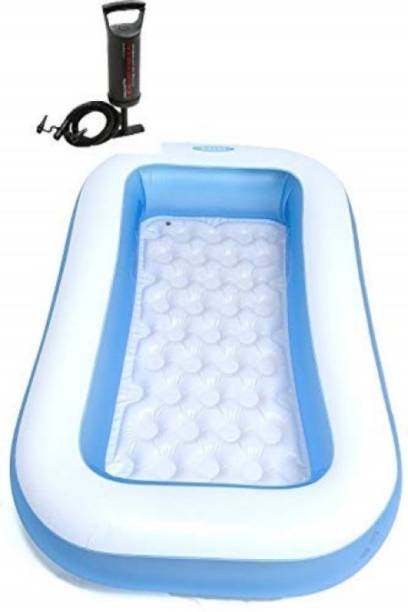 YOUNG STAR PREMIUM COMBO(USA*INDO**98) BIG 5.5 FEET SIZE RECTANGULAR WATER BATH SWIMMING POOL FOR KIDS AND ADULTS . BEST SELLER ,PEOPLE CHOICE 5.5 FEET WATER SWIMMING POOL FOR ALL AGE GROUP. 5.5ft Rectangular Shape Inflatable Swimming Pool with Double Quick Hand Air Pump with 3 Nozzles for Beds Inflatable Swimming Pool Inflatable Swimming Pool, Inflatable Toy Pump