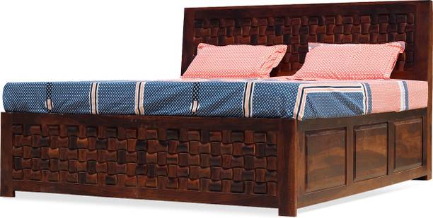 rf royal finish Nivora King Size(72"x78") With Storage,12-Month Warranty,Natural Colour Solid Wood King Box Bed