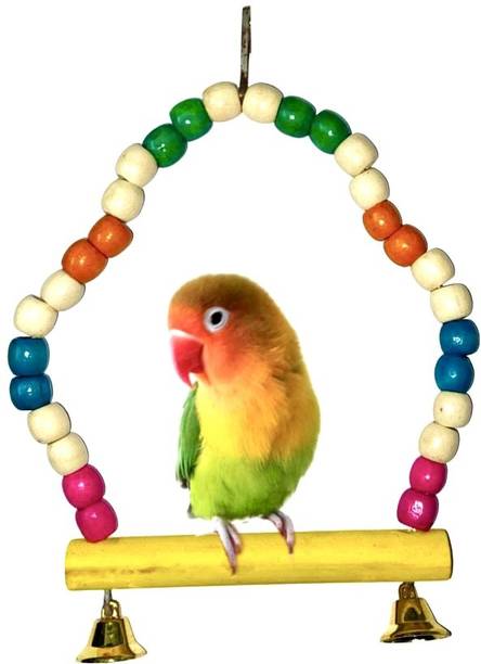 Wriddhi Natural Wood Hanging Swing Toy for Small & Medium Birds Wooden Perch, Training Aid, Stick For Budgies, Finches, Java, and all medium size birds Bird Play Stand