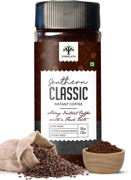 Vanalaya Southern Classic Instant Coffee With Chicory, Black Coffee Powder With Rich Aroma & Taste For Weight Loss, Stress Relief Instant Coffee