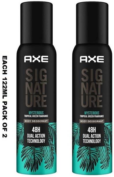 AXE Signature Mysterious (Green Fragrance No Gas Deodorant Body Spray) Each 122ml Set of 2 Body Spray  -  For Men