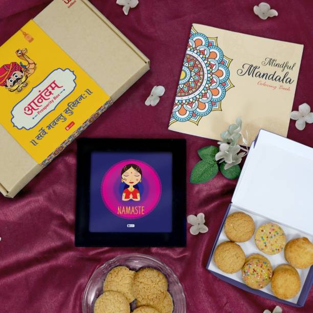 Indigifts Diwali Combo Set - Motivational Quote Poster Frame, Colouring Mandala Book, Diwali Cookies Gift Packs, Diwali Gift For Friends-Family-Girlfrind-Boyfriend, Diwali Gift Set For Employee-Staff_C-CM209-PBXC21031 Combo