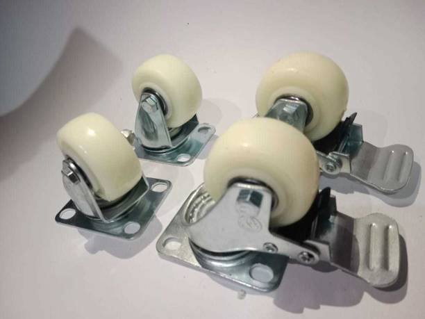 hinglaj 2" 50MM Heavy Duty Caster Wheels with 360 Degree (2 with Brakes & 2 Without) Braking and Locking Furniture Caster (Pack of4) Braking and Locking Furniture Caster Braking and Locking Furniture Caster