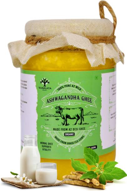 Vanalaya Ashwagandha infused Desi Cow ghee for energy and vitality Glass Bottle