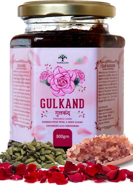 Vanalaya Natural Organic Gulkand Prepared Using Damask Rose Enhanced with Cardamon