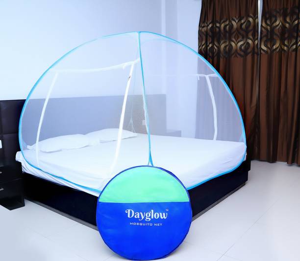 DAYGLOW Polyester Adults Washable Mosquito Net for Queen Size Bed | Polyester, Foldable, High Durability, Light weight with Free Saviours | Mosquito Net for Bed | Size: 6 x 6.5 Mosquito Net