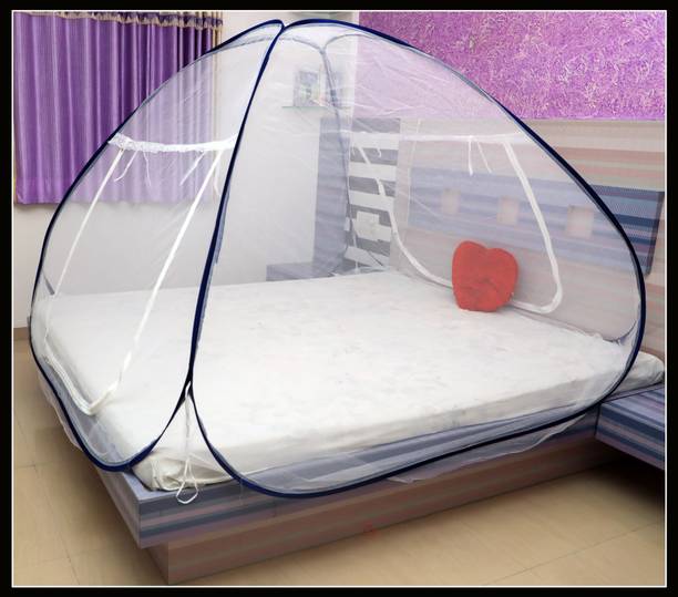 एट्रियस Mosquito Net, Polyester Foldable King Size Bed,Double Bed,Queen Size Bed with Free Saviours(Suitable for 6ft x 6ft to 6.9ft x 6.9ft) - White 011441 पॉलिएस्टर एडल्ट के लिए बनाया गया मॉस्कीटो नेट