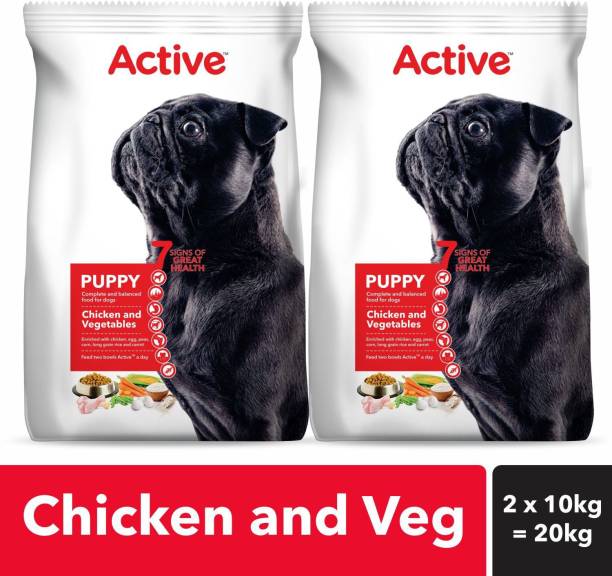Active (Buy 1 Get 1 Free) Puppy Chicken and Vegetables Vegetable 20 kg (2x10 kg) Dry Young Dog Food