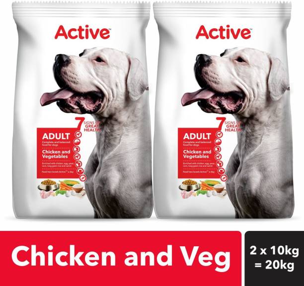 Active Chicken and Vegetables Vegetable 20 kg (2x10 kg) Dry Adult Dog Food