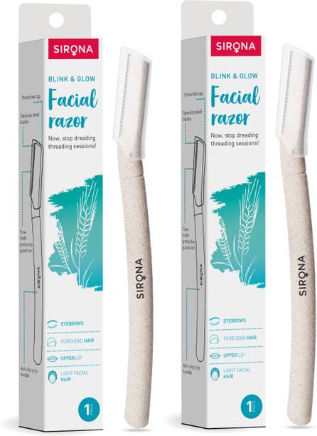 SIRONA Blink & Glow Reusable Eyebrow & Face Razor for Women, Women