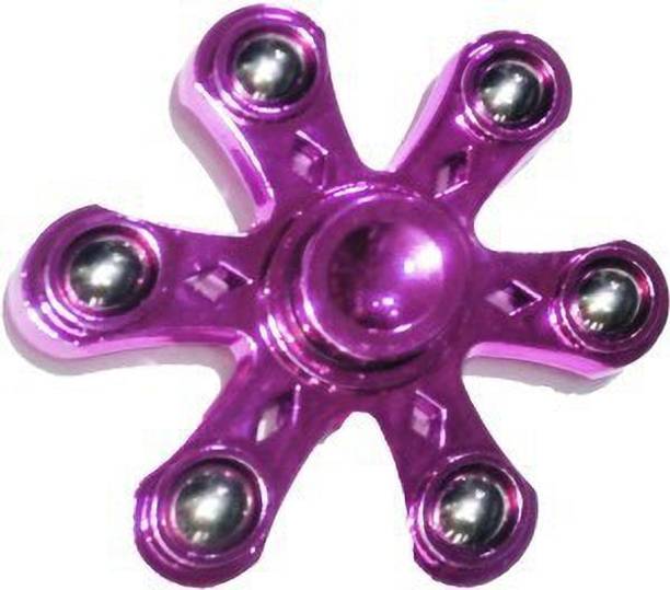 WHITE POPCORN SMALL 6 POINT Six Sided Spoke Purpel Metal Fidget Spinner