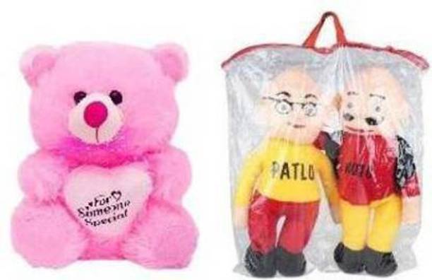 KPN Combo of very Stylish Plush and Adorable Soft Stuffed Someone Special Teddy Baer And Motu Patlu Combo Of 2 For Kids, Gift & Decoration (Teddy Bear) - 30 cm  - 30 cm