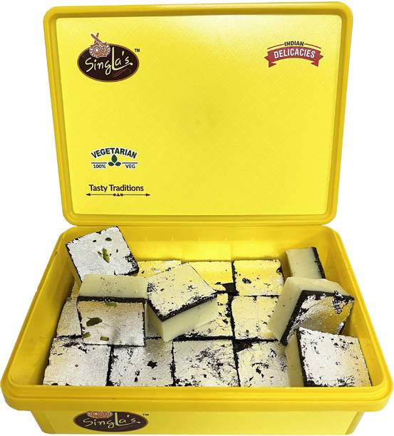 Singla Sweets Chocolate Burfi 500g Square Sweets Yellow New box Box