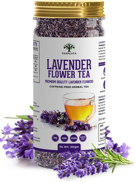 Vanalaya Lavender Flower Tea, Premium Herbal Tea For Stress Relief, Glowing Skin Lavender, Lavender Herbal Tea Plastic Bottle