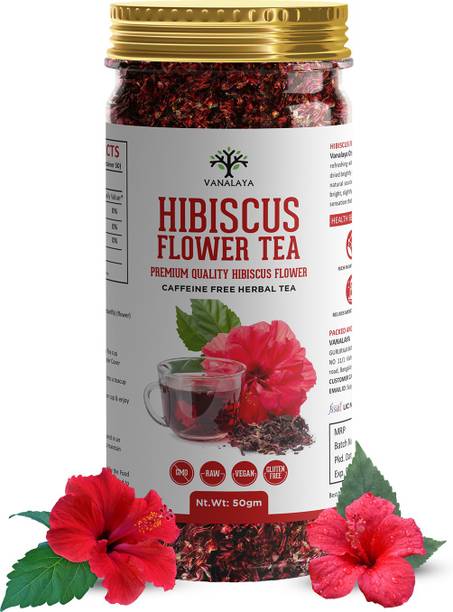 Vanalaya Organic Hibiscus Flower Tea from Sun Dried Hibiscus Petals For weight loss, Reduce Stress and Blood Pressure Hibiscus Herbal Tea Plastic Bottle