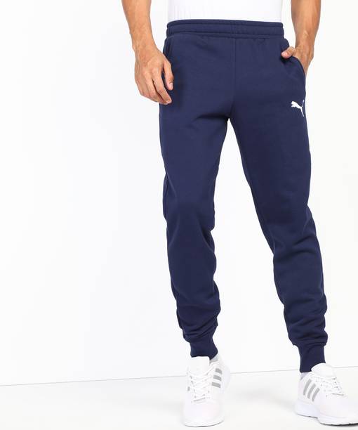 ESS Logo Pants Men Solid Blue Track Pants
