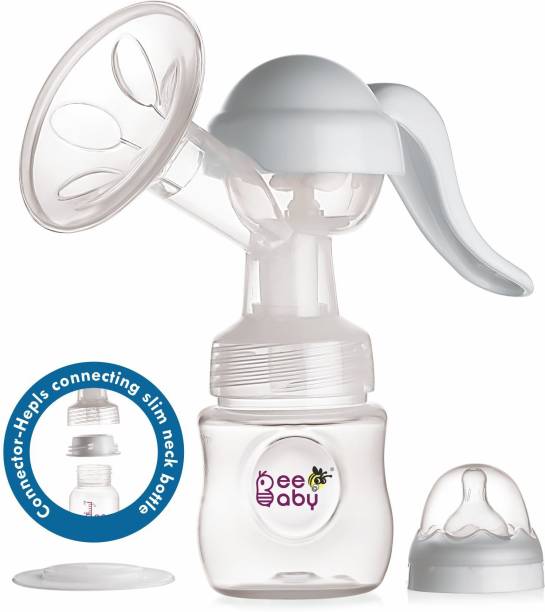 Beebaby Comfort Fit 2 in 1 Manual Breast Pump with Connector for connecting Slim Neck Bottles, 3 Level Suction Adjustment, 100% BPA Free.  - Manual