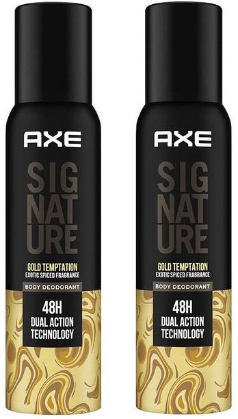 AXE Signature Gold Temptation Exotic Spiced Fragrance No Gas Deodorant Body Spray Each 122ml Set of=2 Body Spray  -  For Men