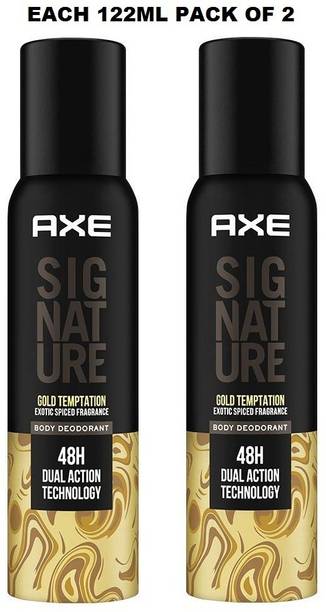 AXE Signature Gold Temptation Exotic Spiced Fragrance No Gas Deodorant Body Spray Each 122ml Pack of 2 Body Spray  -  For Men