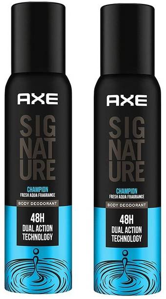 AXE Signature Champion Fresh Aqua Fragrance No Gas Deodorant Body Spray Each 122ml Set of=2 Body Spray - For Men