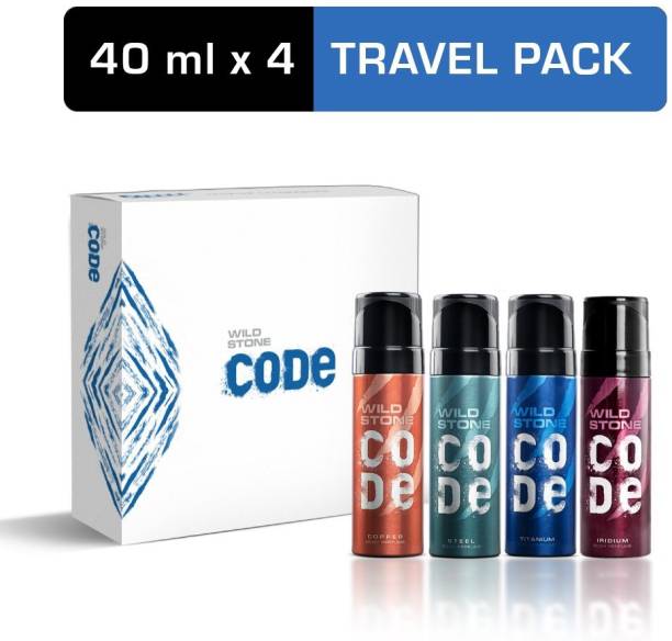 Wild Stone Code Gift Pack (Iridium, Titanium, Steel and Copper) Perfume Body Spray  -  For Men