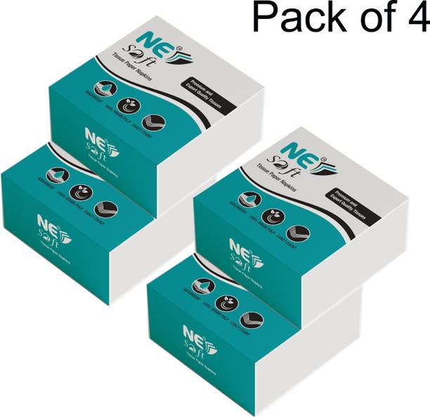 NE Soft Facial Dry Tissue Paper, Super Soft, Super Absorbent & 100% Pure, 100 Pulls Each Packet (Pack Of 4)