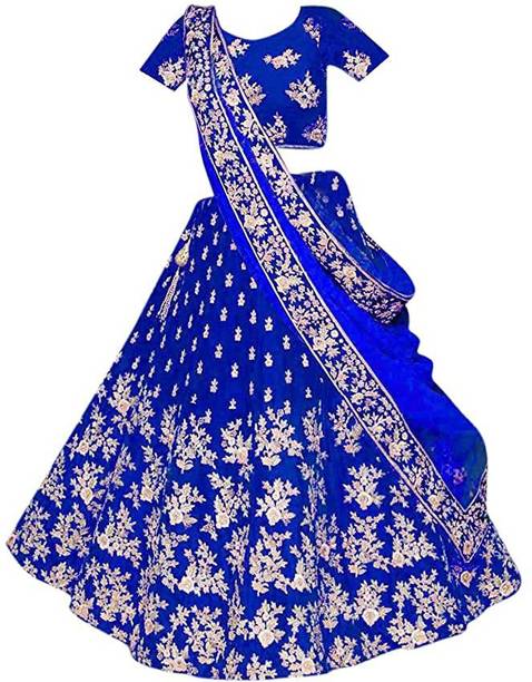 DIZVU Girls Lehenga Choli Ethnic Wear Embroidered Ghagra, Choli, Dupatta Set