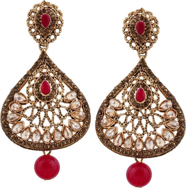 piah fashion 9308 Ruby Brass Drops & Danglers