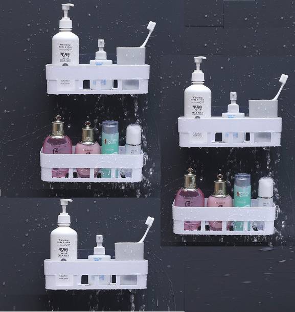 QXORE Combo of 5 Pieces dispenser case holder Bathroom Shelves Bathroom Shelf Rack / Kitchen Shelf / Wardrobe Shelf / Traceless Self Adhesive / Perfume Rack Plastic Wall Shelf Wall Shelves Bathroom Shelf Rack Waterproof / Kitchen Shelf / Wardrobe Shelf / Perfume Rack Plastic Wall Shelf/ bathroom accessories plastic rack / bathroom kitchen organizer / corner shelf / bathroom corner rack / bathroom corner Bathroom Shelf Rack / Kitchen Shelf / Wardrobe Shelf / Perfume Rack Plastic Wall Shelf/ bathroom accessories plastic rack /bathroom kitchen organizer /corner shelf / Bathroom Plastic Wall Shelf For Bathroom ( 5 Bathroom Shelves ) Plastic Bathroom Set