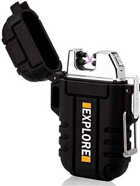 Viraan EXPLORER Waterproof Flameless Electric Lighter-Dual Arc Plasma Beam Lighter-USB Rechargeable-Windproof-No Butane-Ideal Lighter for Indoor and Outdoor Activities Cigarette Lighter
