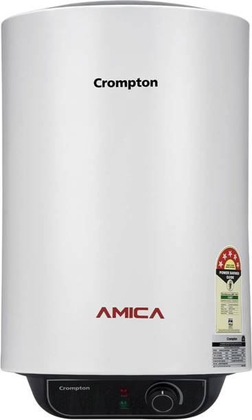 Crompton 25 L Storage Water Geyser (Amica 25 L (2025), Black, White)