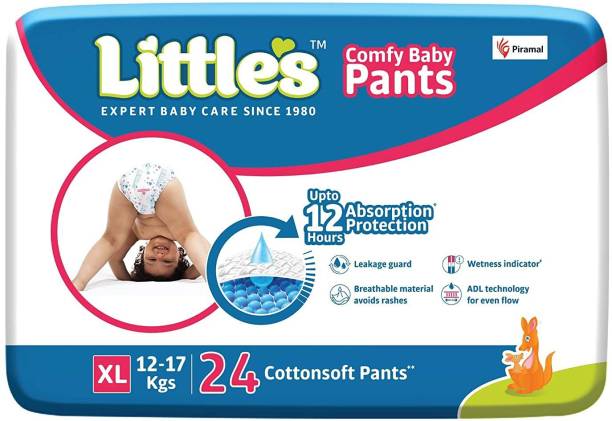 Little's Comfy Baby Pants Diapers with Wetness Indicator and 12 hours Absorption | Extra Large - XL