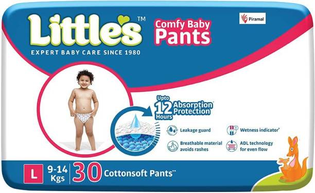 Little's Comfy Baby Pants Diapers with Wetness Indicator and 12 hours Absorption | Large - L