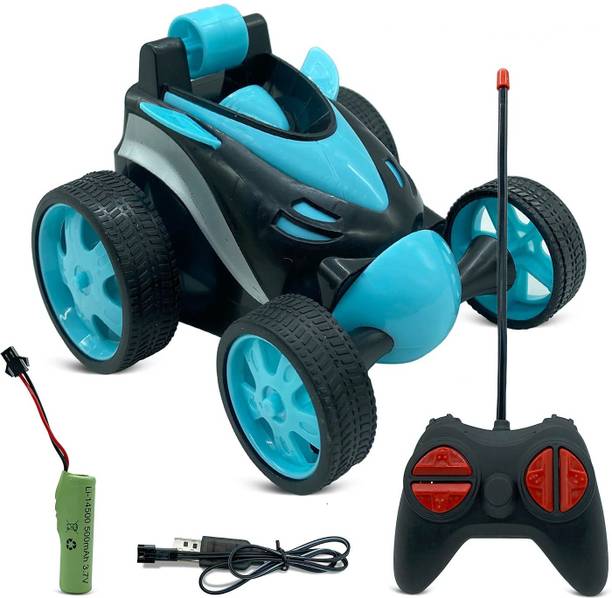 COMERCIO Remote Control Stunt Car Vehicle 360°Rotating Rolling Radio Control Electric Racing Car (BLUE)