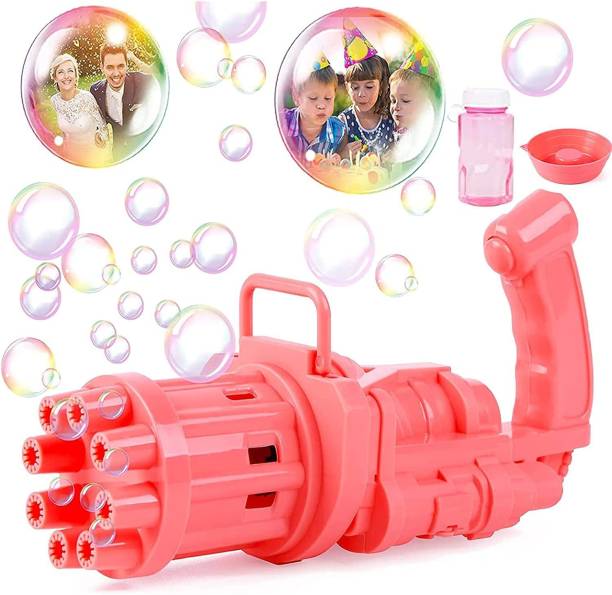 silverwyn 8-Hole Electric Bubbles Gun for Toddlers Toys, New Gatling Bubble Machine Outdoor Toys for Boys and Girls (multicolor) Guns & Darts