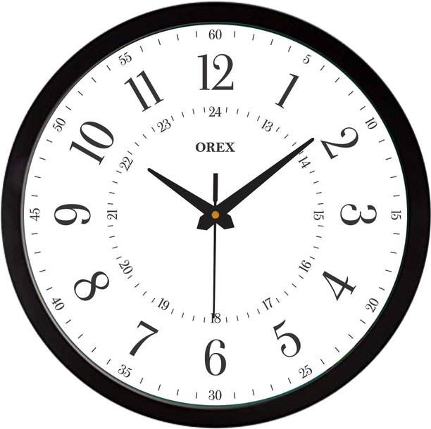 OREX Analog 30.5 cm X 30.5 cm Wall Clock (Black, With Glass, Stan