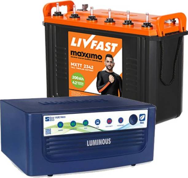 Livfast Maxximo MXTT 2342+Luminous Eco Volt+ 850 Tubular Inverter Battery