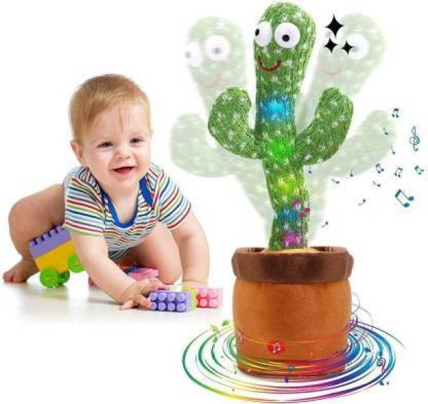 TrueBucks Cactus Talking Toy Dancing Cactus Repeats What You Say,Electronic Plush Toy with Lighting,Singing Cactus Recording and Repeat Your Words for Education Toys,Singing Cactus Toy (120 Cheery Songs Included) (Green)