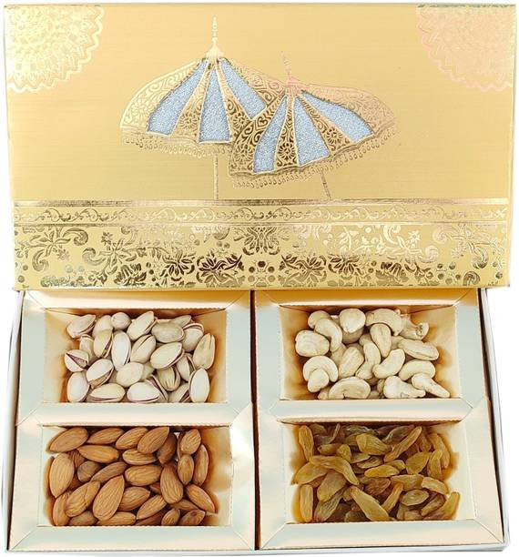 BalSo Dry fruits gift pack ( Almonds Cashews Raisins Roasted Pista) 200g, Premium quality box for Diwali marriage & festivals Almonds, Cashews, Raisins, Pistachios (4 x 50g) Raisins, Almonds, Cashews, Pistachios