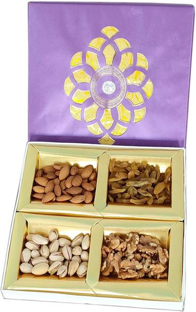 BalSo Dry fruits gift pack ( Almonds Walnuts Dried Raisins Roasted Pista) 200g, Premium quality box for Diwali marriage & festivals Almonds,Walnuts Giri, Raisins, Pistachios (4 x 50g) Raisins, Almonds, Walnuts, Pistachios