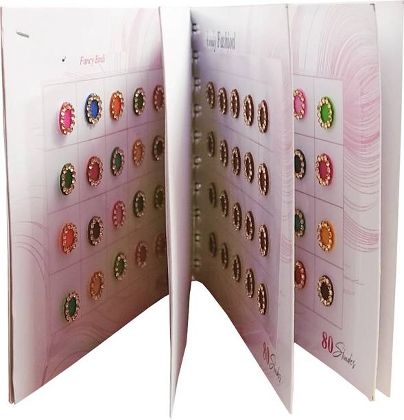 G4U Round Multicolour Forehead Stone Sticker kumkum Karwa Chuth Special Wedding Bridal bindi for ladies designer stone book for Women & Girls 80 Bindis Forhead Multicolor Bindis