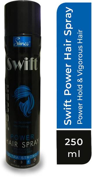 Simco Swift Ultra Strong Power Hair Spray, 250ml | No Stickiness, No Flacking, Strong Hold |Best Hair Spray for Shiny and Healthier Hair Hair Spray