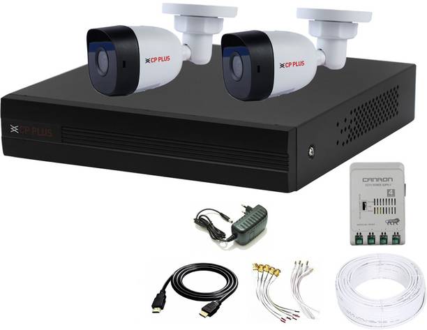 CANRON 4 Channel Power supply,Wire Bundle,Bnc & Dc,Cp Plus 4 Channal HD DVR 1080p 1Pcs,Plug-n-Play HD Outdoor Camera 2.4 MP 2Pcs,combo set Security Camera