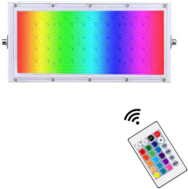 wahh Samite 50 Watts RGB LED Flood Light Bulb Brick Color Changing Floodlight Indoor Outdoor Wall Decorations Floor Lamp Festival Party Diwali Light with IR Remote Control BSAMX8 Smart Bulb